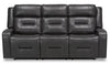 Sofa inclinable Ryker de 82,5 po en similicuir avec accoudoirs de rangement - gris