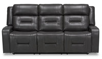 Sofa inclinable Ryker de 82,5 po d’apparence cuir avec accoudoirs de rangement - gris