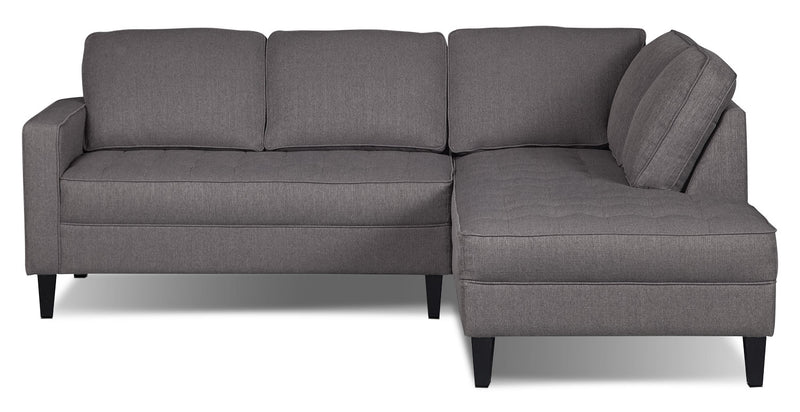Sofa sectionnel de droite Paris 2 pièces en tissu d'apparence lin - granite
