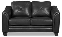  Causeuse Andi de 62 po en tissu d’apparence cuir avec capitonnage - noire