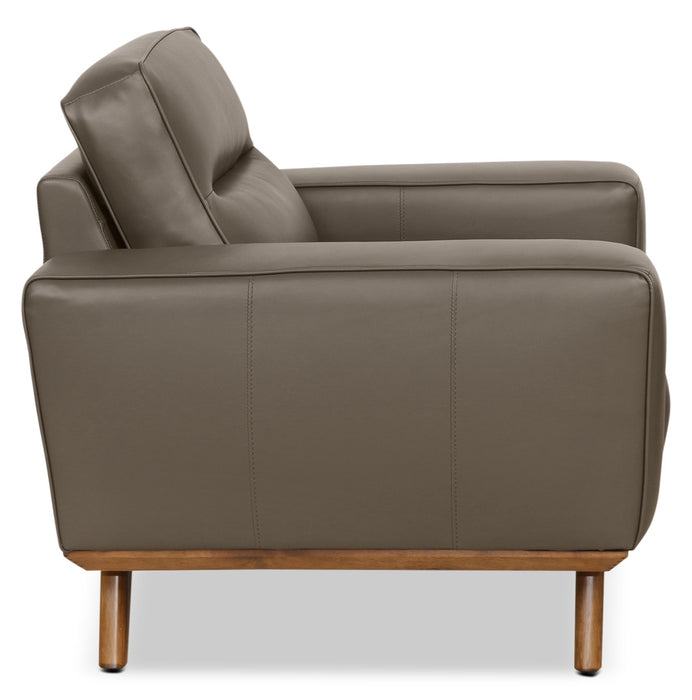 Fauteuil Kai en cuir véritable – gris