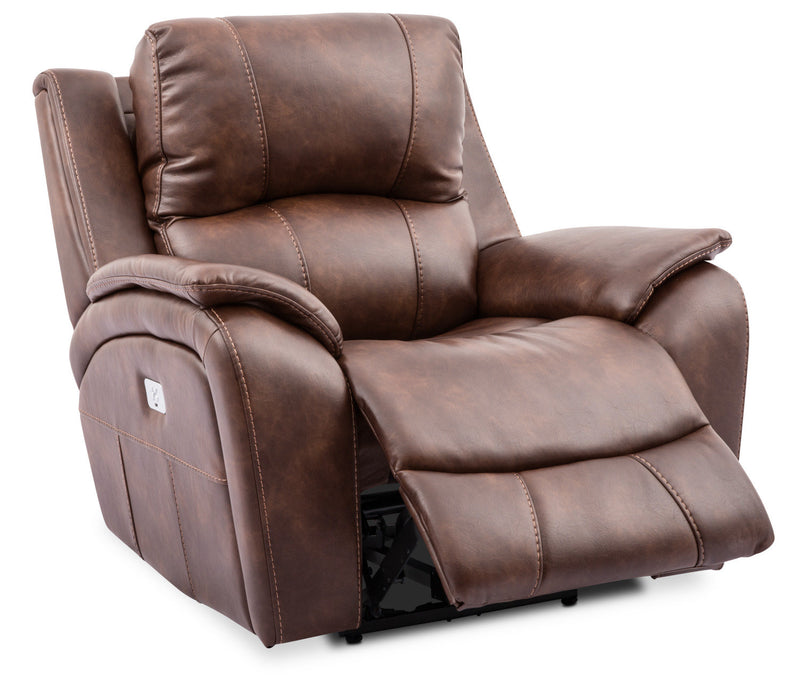 Fauteuil à inclinaison électrique Kory en tissu d'apparence cuir - pacane
