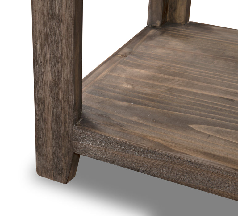 Table à café rustique Santa Fe Rustico de 47,25 po avec rangement et tablette - pin gris avec incrustation de marbre