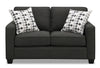 Causeuse Sawyer de 57 po fabriquée au Canada en tissu d’apparence lin avec coussins réversibles et coussins décoratifs - gris anthracite