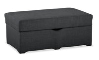  Pouf Sawyer en tissu d'apparence lin - gris anthracite 