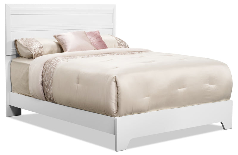Ensemble de chambre à coucher Olivia 8 pièces avec grand lit ou lit double - blanc