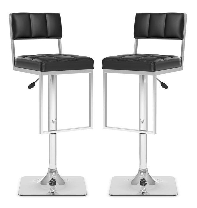 Tabouret bar large et réglable à capitonnage carré, ensemble de 2 - noir