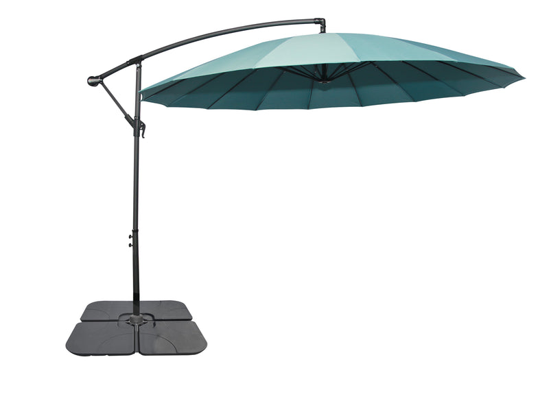 Parasol Shanghai pour la terrasse avec base 4 pièces - turquoise