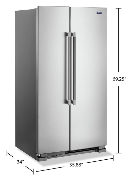 Réfrigérateur Maytag de 25 pi³ et de 36 po à compartiments juxtaposés - acier inoxydable résistant aux traces de doigts - MSS25N4MKZ