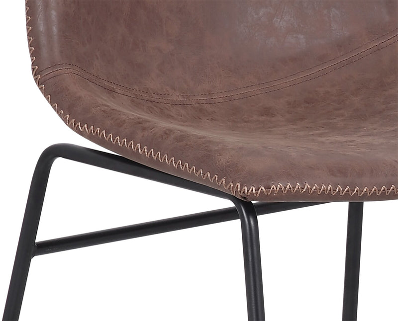 Ensemble de salle à manger Amos 5 pièces en métal avec table de 60 po (L) et 4 chaises - brun