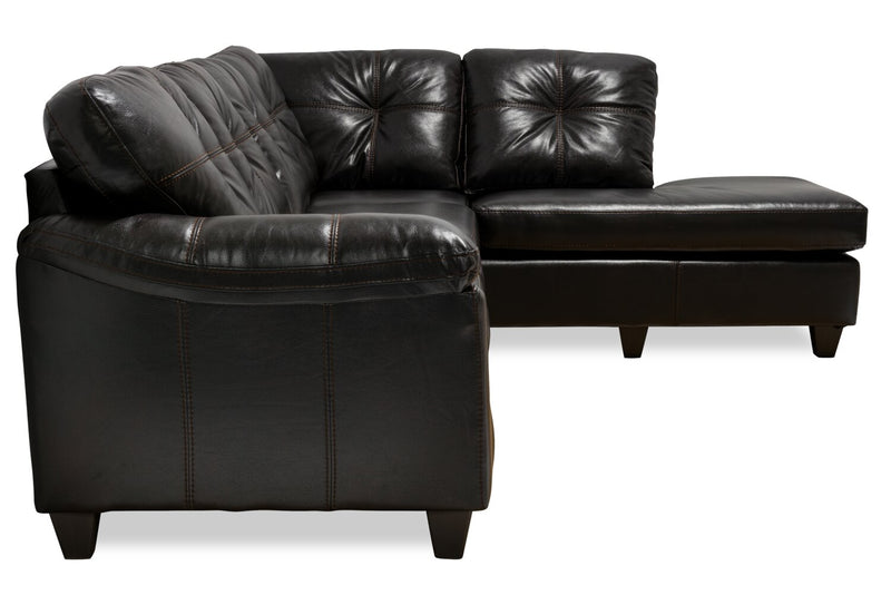 Sofa sectionnel de droite Addison 2 pièces fabriqué au Canada en similicuir avec coussins de siège amovibles - mûre