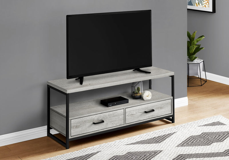 Meuble pour téléviseur moderne Corban de 48 po avec rangement et système de gestion des câbles pour téléviseurs jusqu’à 55 po - gris