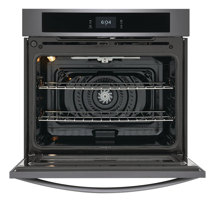Four mural simple électrique Frigidaire de 5,3 pi³ et de 30 po avec convection à ventilateur - acier inoxydable noir - FCWS3027AD