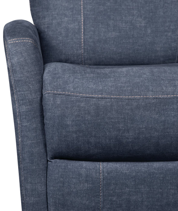 Fauteuil pivotant, coulissant et inclinable Jeffry de 30,3 po en tissu de velours - bleu indigo