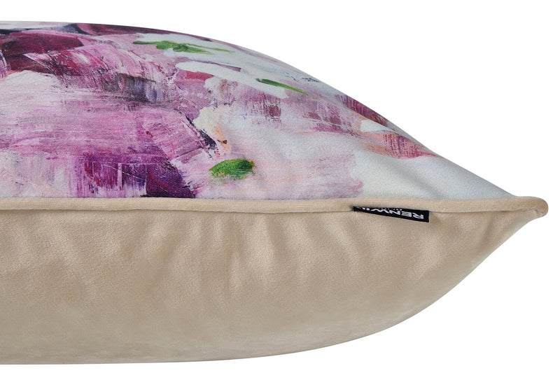 Coussin décoratif motif floral abstrait - violet 