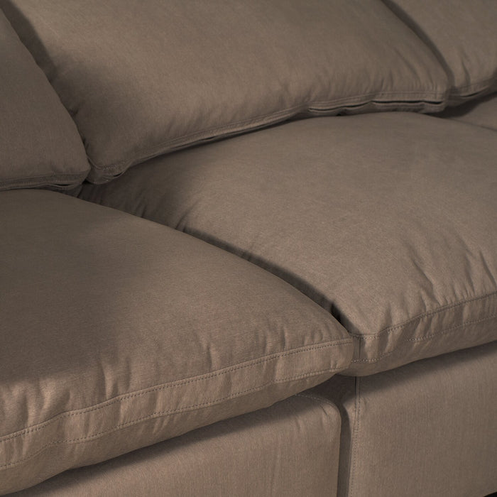 Sofa sectionnel modulaire Eclipse 5 pièces en tissu d’apparence lin avec coussins réversibles en duvet et plumes - gris ardoise