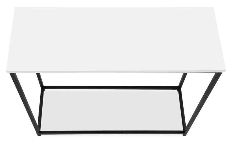 Table de salon moderne Alma de 31,5 po - blanche avec armature en métal noir