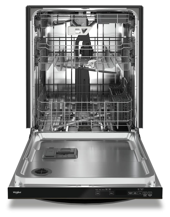 Lave-vaisselle encastré Whirlpool de 24 po et de 47 dBA avec commandes sur le dessus et 3e panier - acier inoxydable noir résistant aux traces de doigts - WDT970SAKV