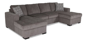 Sofa-lit sectionnel Legend 3 pièces en chenille avec deux fauteuils longs - étain