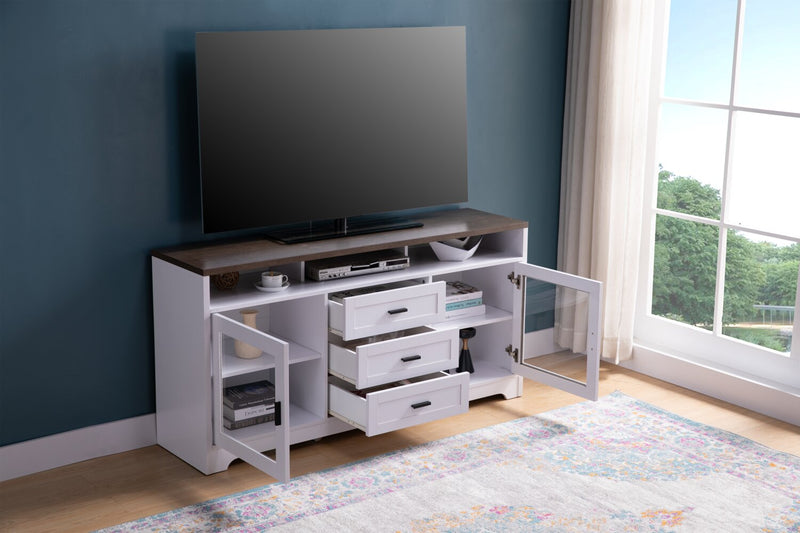 Meuble pour téléviseur Melody de 60 po avec rangement et système de gestion des câbles pour téléviseurs jusqu’à 65 po - blanc
