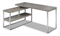 Bureau en forme de L Andrea de 60 po avec tablette - gris