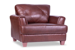 Meuble Vita de Château d’Ax de 44 po en cuir 100 % véritable avec coutures à motif de diamant et pattes en bois - brun