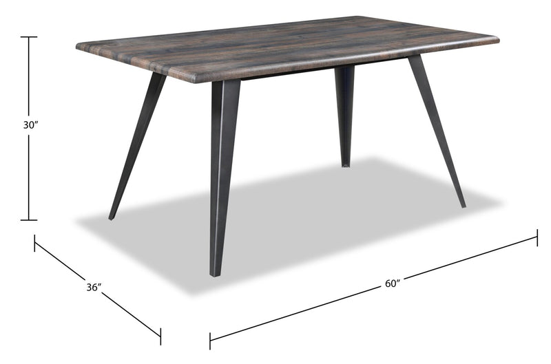 Ensemble de salle à manger Amos 5 pièces en métal avec table de 60 po (L) et 4 chaises - brun