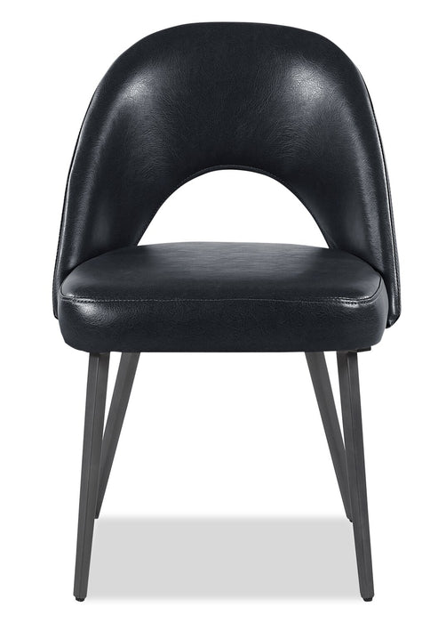 Chaise de salle à manger Elijah en tissu de cuir végétalien et en métal - noire