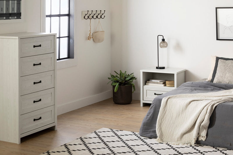 Table de nuit Dove de 23,8 po (L) x 22,5 po (H) à 1 tiroir, fabriquée au Canada - blanche
