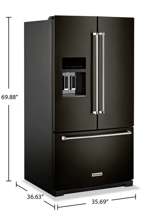 Réfrigérateur KitchenAid de 26,8 pi³ et de 36 po à portes françaises - acier inoxydable noir - KRFF577KBS