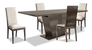 Ensemble de salle à manger Gino 5 pièces avec table et 4 chaises - fabriqué en Italie, rallonge de 63 po à 86 po (L), moderne - brun