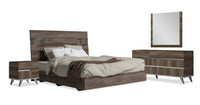 Ensemble de chambre à coucher Gino 6 pièces avec lit à panneaux, commode, miroir et table de nuit - moderne, brun - format très grand lit