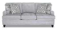  Sofa Bellmont de 89 po fabriqué au Canada en tissu de chenille avec coussins réversibles et pattes en bois - gris platine