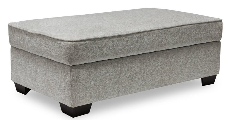 Pouf de rangement Verona de 44 po fabriqué au Canada en tissu d’apparence lin - beige