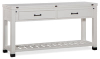Table de salon moderne Harper de 60 po avec rangement et tablette - pin blanc