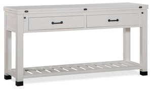 Table de salon moderne Harper de 60 po avec rangement et tablette - pin blanc