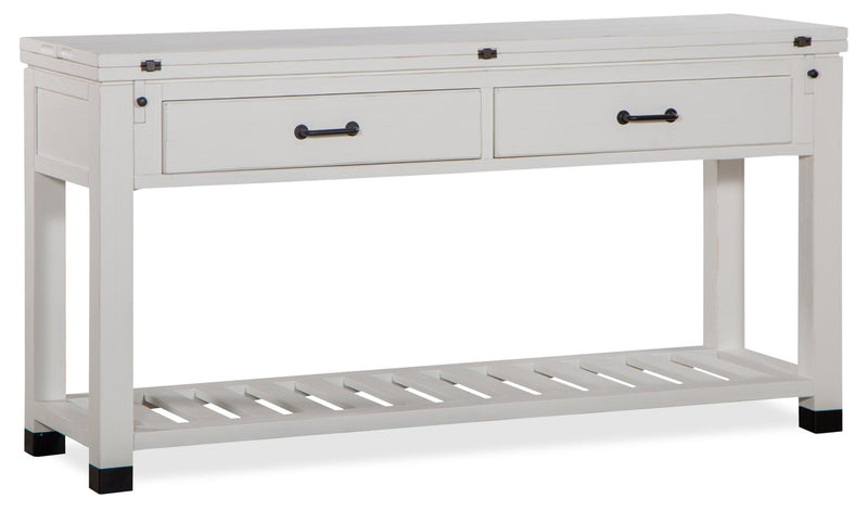 Table de salon moderne Harper de 60 po avec rangement et tablette - pin blanc