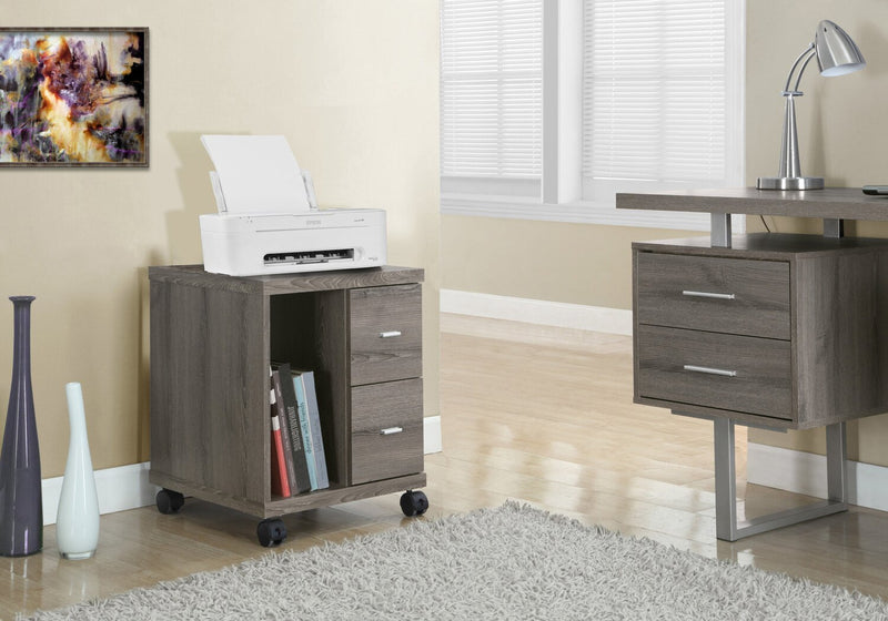 Classeur Willis de 17,75 po avec 2 tiroirs et rangement ouvert sur roulettes - taupe foncé 