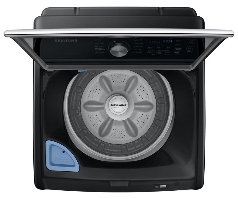 Laveuse à chargement par le haut de 5,3 pi³ et sécheuse électrique de 7,4 pi³ de Samsung - acier inoxydable noir