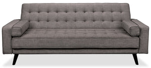 Futon Avery en tissu d'apparence lin - gris