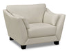 Sofa Lusso de Château d’Ax de 92 po en cuir véritable à 100 % avec pattes en bois - gris fumée