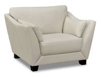  Sofa Lusso de Château d’Ax de 92 po en cuir véritable à 100 % avec pattes en bois - gris fumée