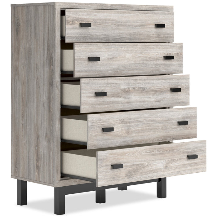 Commode verticale Zen de 44,7 po (L) x 52,5 po (H) à 5 tiroirs pour la chambre à coucher - grise