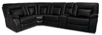  Sofa sectionnel à inclinaison électrique Dale 5 pièces en tissu d'apparence cuir - noir 