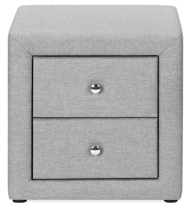 Table de nuit rembourrée Zara de 20,5 po (l) x 20,75 po (H) à 2 tiroirs - grise