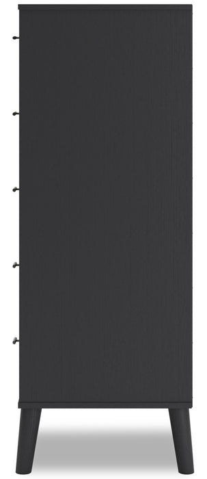 Commode verticale moderne du milieu du 20e siècle Kylo de 29,9 po (L) x 50,7 po (H) à 5 tiroirs pour la chambre à coucher - deux teintes, noir et beige