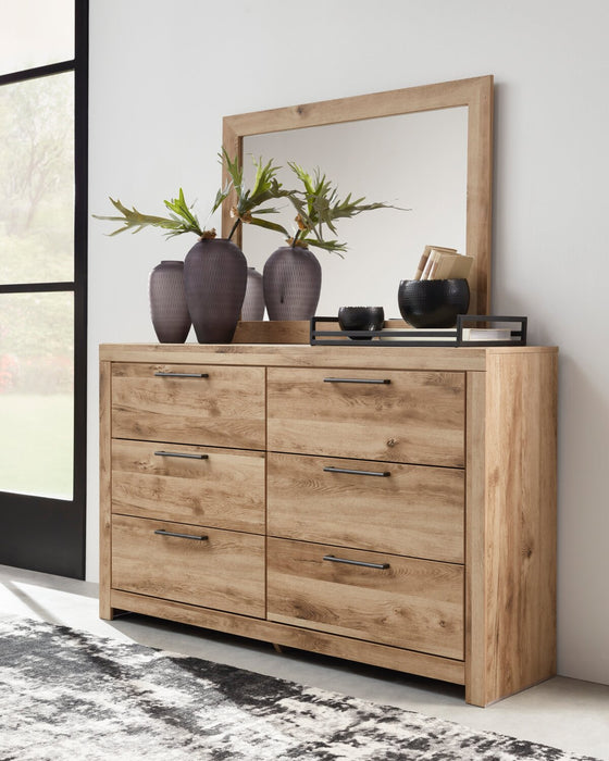 Commode Derekson de 58,7 po (L) x 36,4 po (H) à 6 tiroirs pour la chambre à coucher - naturelle