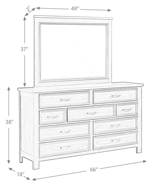 Commode Levi de 67 po (L) x 38 po (H) à 7 tiroirs en bois pour la chambre à coucher - gris bois de grève