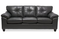  Sofa Addison de 86 po fabriqué au Canada en tissu d’apparence cuir avec coussin de dossier capitonné - gris