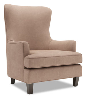 Fauteuil d’appoint à oreilles Sofa Lab personnalisable de 32 po fabriqué au Canada en tissu d’apparence lin - brun Pax Wicker